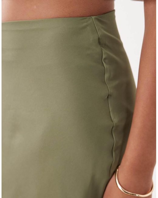 Vila Green Satin Maxi Skirt