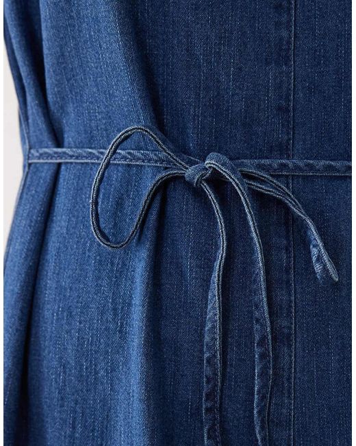 ASOS Blue Ankle Grazer Denim Jumpsuit