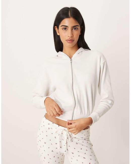 Hollister White Gilly Hicks Full Zip Zip Hoodie