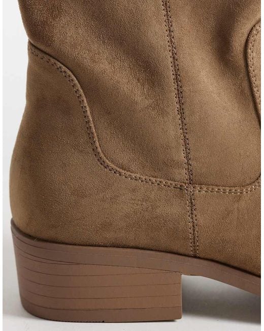 SEQWL White Morty Faux Suede Square Toe Western Boots for men