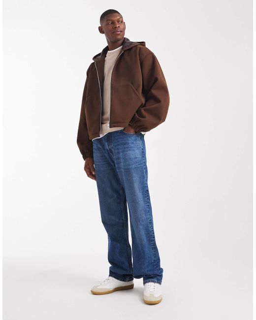 Veste à capuche oversize aspect laine - marron ASOS pour homme en coloris Brown