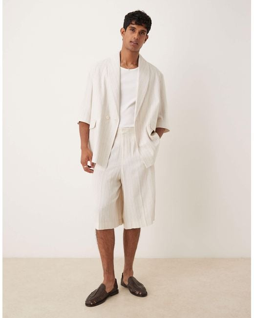 ASOS Natural Linen Mix Slouchy Oversized Suit Jacket for men