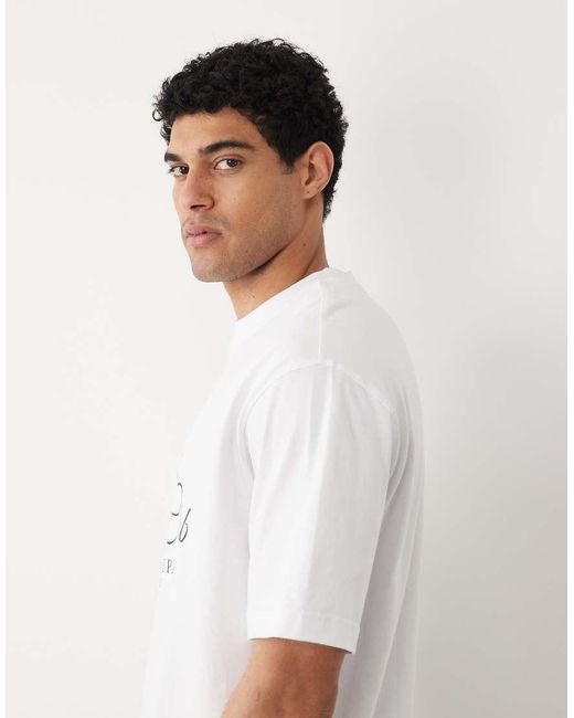 SELECTED White Oversized T-Shirt With Sports Graphic for men