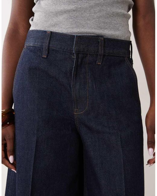 Abercrombie & Fitch Blue High Rise Denim Culottes