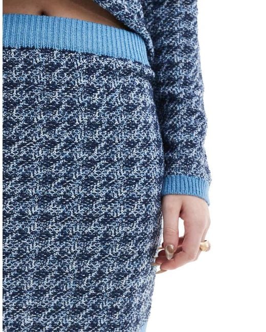 Vero Moda Blue Knitted Houndstooth Mini Skirt Co-ord