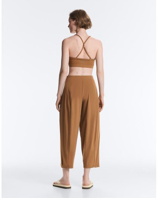 Oysho Natural Light Touch High-rise Long Barrel Trousers