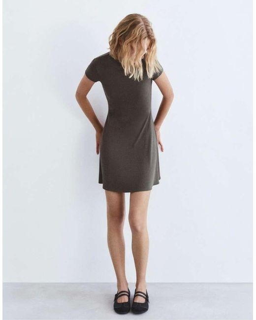 Pull&Bear Gray Mock Neck Short Dress