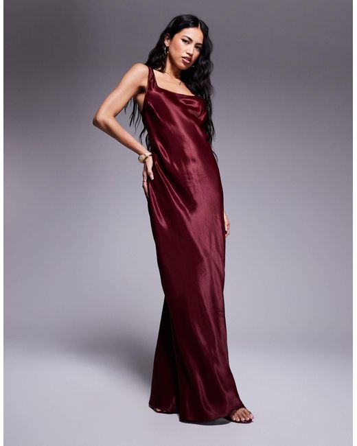 ASOS Purple Satin Scoop Neck Satin Maxi Dress