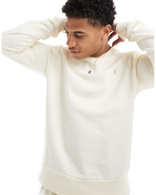 Polo Ralph Lauren White Icon Logo Heavyweight Fleece Sweatshirt for men