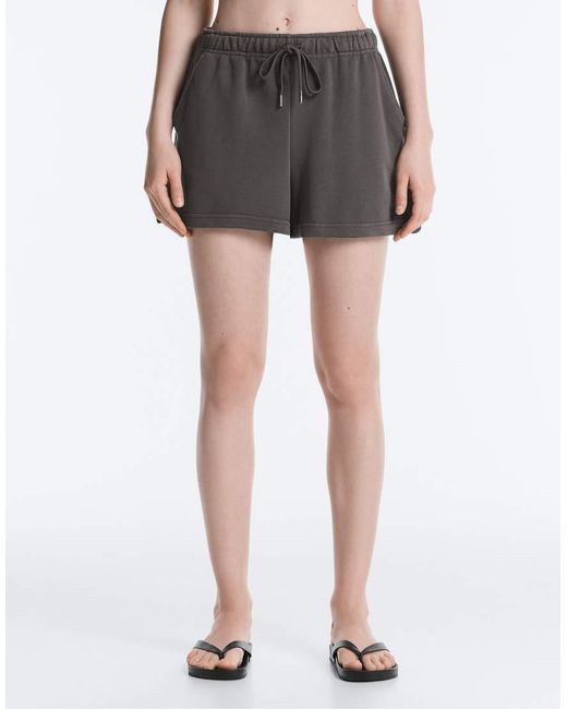 Oysho Gray Cotton Blend Fleece Shorts