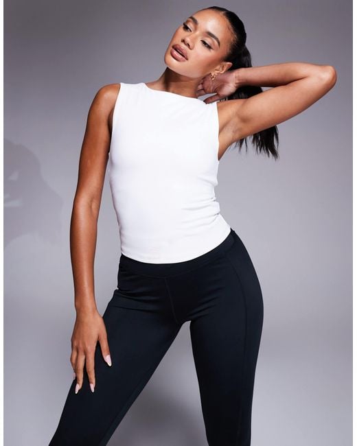 4505 White Icon High Neck Tank With Inner Bra