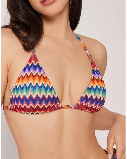 Calzedonia Red Triangle Bikini Top Vibrant Chevron
