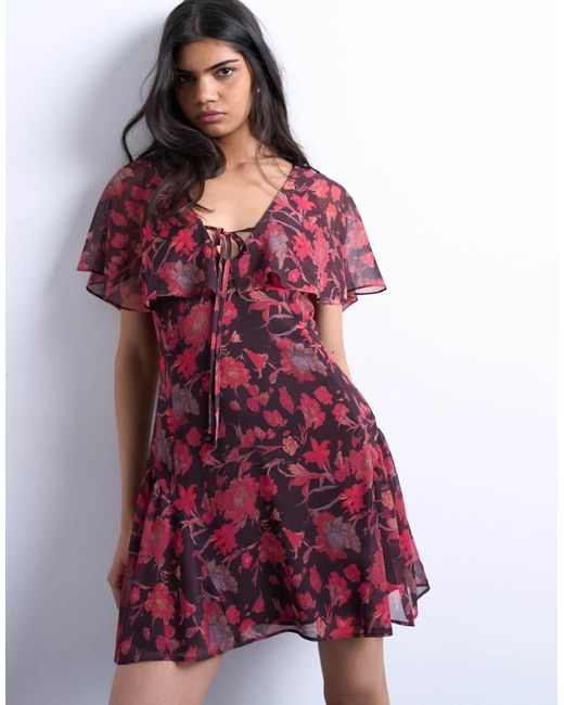 TOPSHOP Purple Chiffon Mini Tea Dress