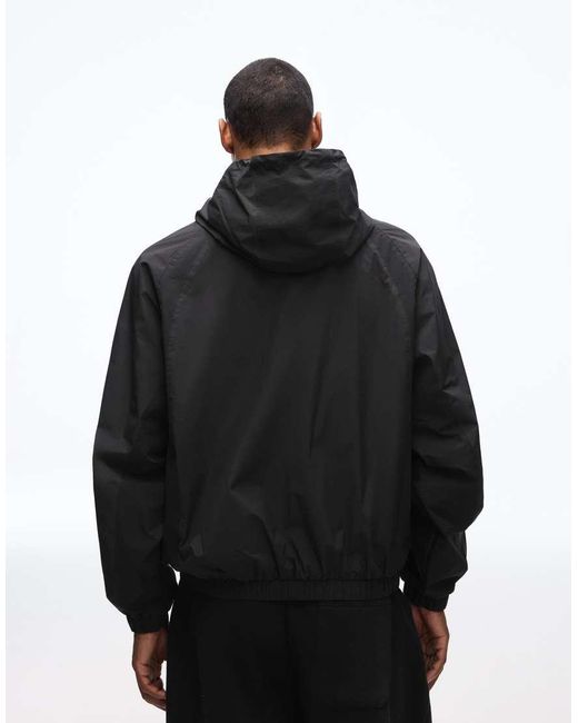 Bershka Black Technical Hooded Jacket for men