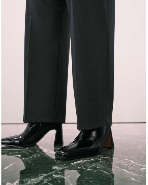 ASOS Black Curve Tailored High Waist Belted Straight Leg Trousers