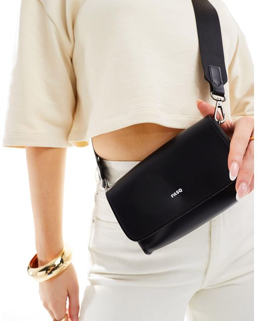 PASQ Natural Rectangular Flap Top Cross Body Bag