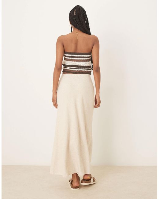Abercrombie & Fitch Natural Mid Rise Linen Maxi Skirt