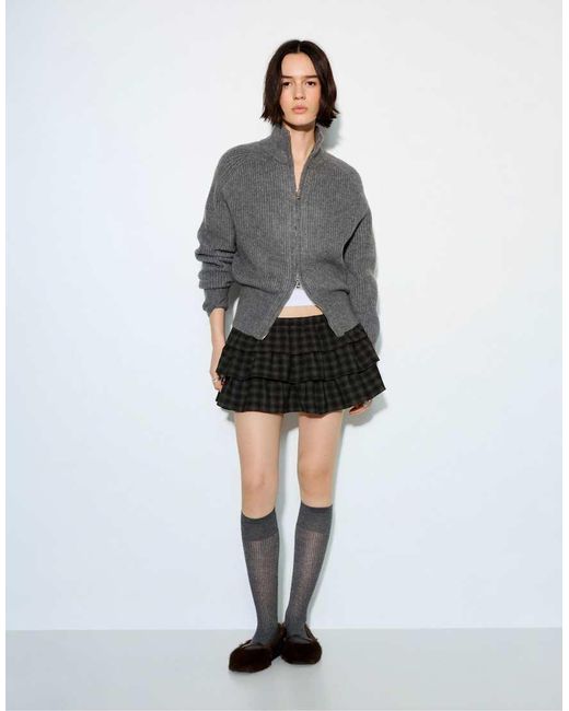 Pull&Bear Gray Zip-Up Cardigan