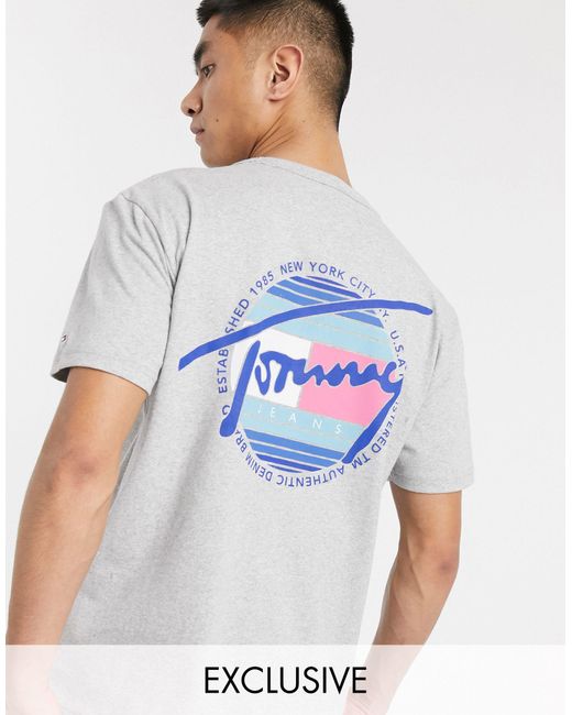 T-shirt avec logo circulaire sur le devant et imprimé au dos, exclusivité  ASOS Jean Tommy Hilfiger pour homme en coloris Gris | Lyst