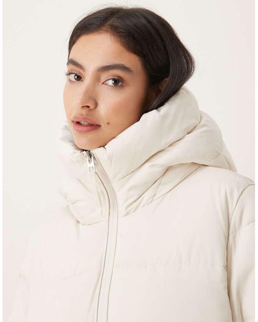 Mango Natural Hooded Long Line Puffer Jacket