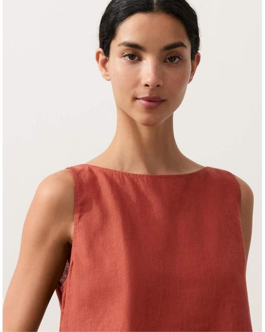 Oysho Red 100% Linen Square Top