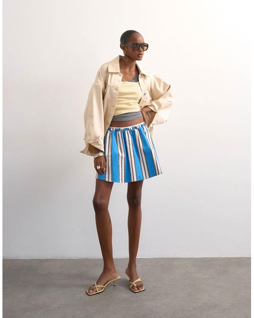 TOPSHOP Blue Elasticated Mini Skirt