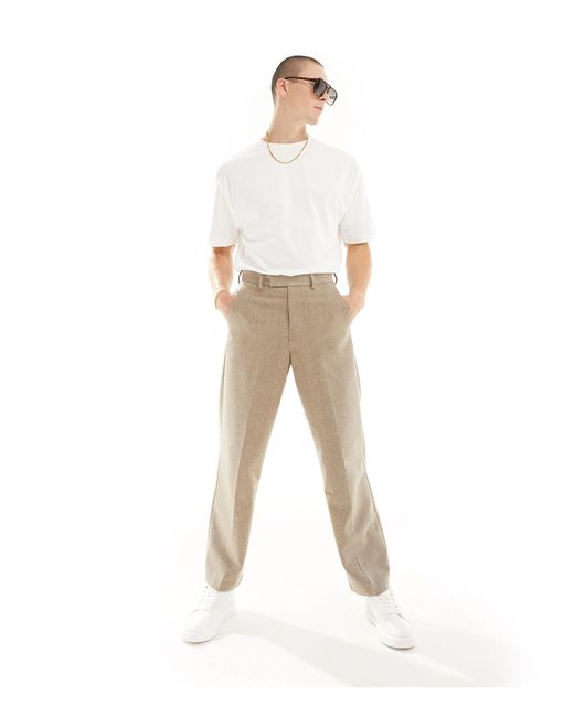 ASOS White Smart Wide Leg Wool Mix Pants for men