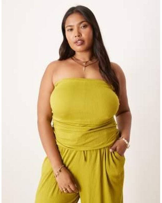 ASOS Yellow Asos Design Curve Crinkle Bandeau Top
