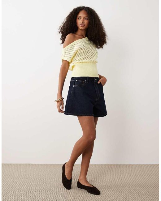 Miss Selfridge Brown Knit Off The Shoulder Top