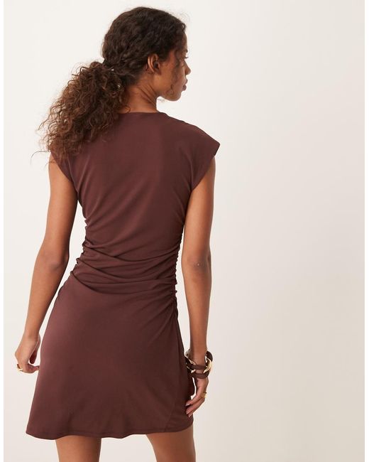 Abercrombie & Fitch Red Ruched Side Sleeveless Mini Dress
