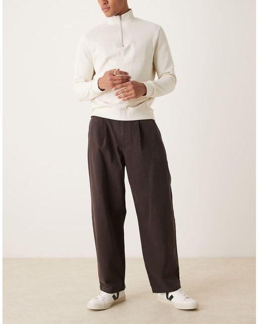 ASOS Natural Loose Straight Trousers for men