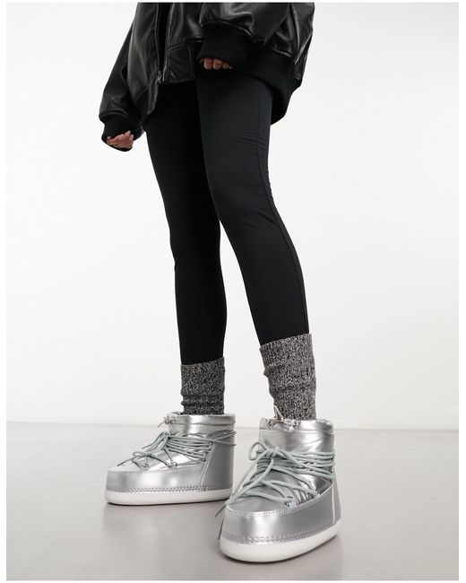 Public Desire Black Zuri Low Ankle Snow Boots