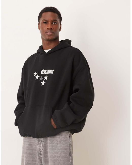 ASOS Natural Extreme Oversized Hoodie With Front And Back Text Print for men