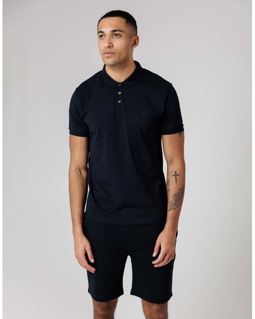 French Connection Blue Cotton Polo Shirt And Shorts Co Ord Set for men
