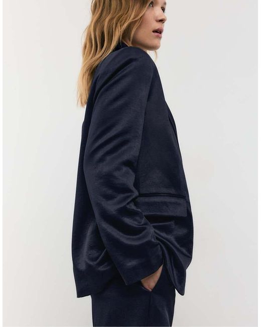 Stradivarius Blue Satin Blazer