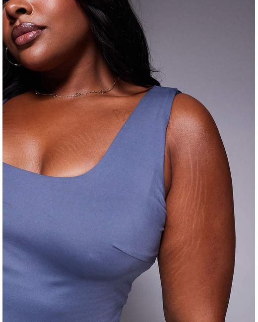 4505 Blue Curve Square Neck Singlet With Inner Bra