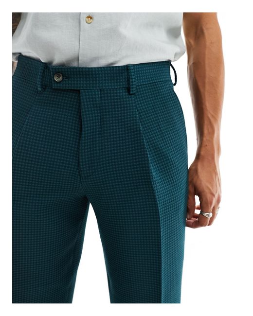 Viggo Blue Waffle Suit Trousers for men