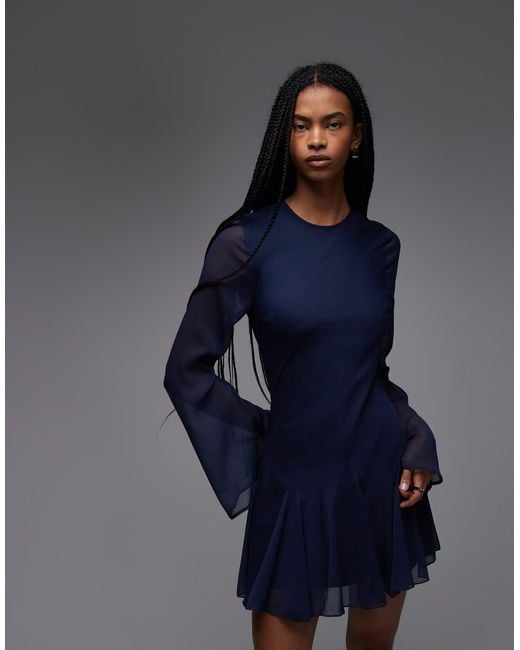 asos design long sleeve bias chiffon maxi dress with ruffles ASOS Design - Maxi Dress - Women - Polyester/Viscose - 2 US