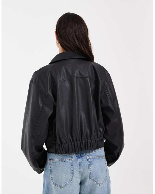Vero Moda Blue Faux Leather Short Work Jacket