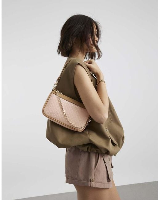 River Island White 90S Monogram Shoulder Bag