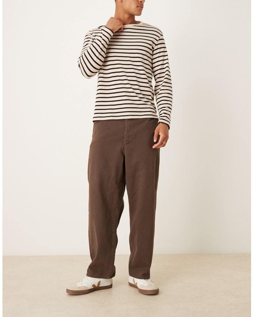 ASOS Natural Relaxed Tapered Trousers for men