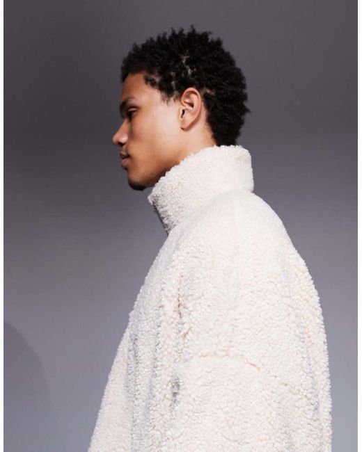 ASOS Extreem Oversized Sweatshirt Van Imitatiebont Met Korte Rits En Opstaande Boord in het Gray voor heren