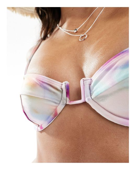 South Beach Brown Marble Print Mesh Underwire Bikini Top
