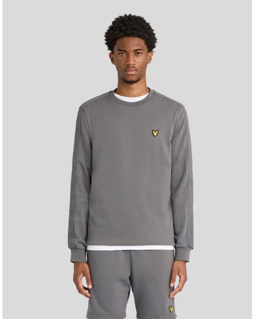 Lyle & Scott Gray Mid Layers Jacquard Tape Crew Neck for men