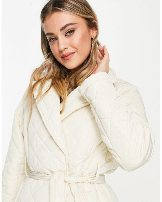 Forever New Natural Quilted Wrap Coat