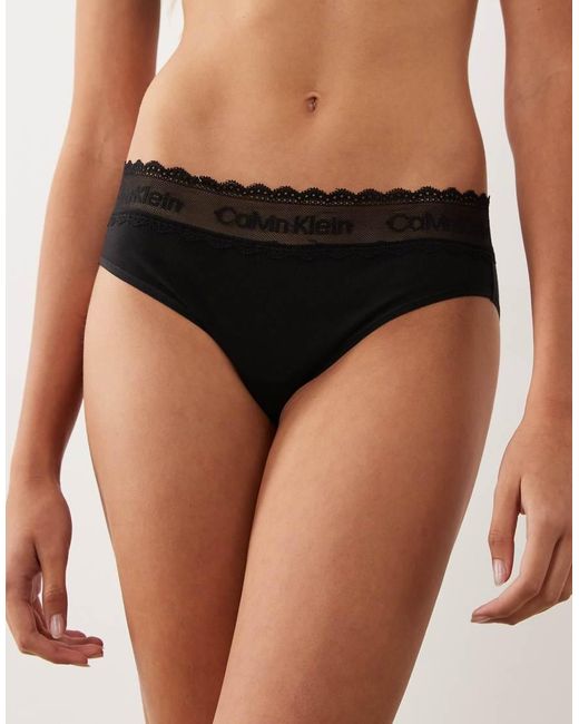 Calvin Klein Black Cotton Lace Bikini Briefs