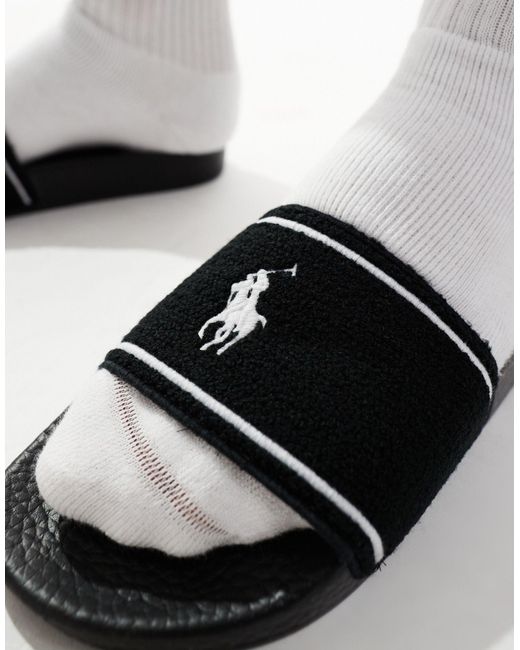 Sandalias negras con logo Polo Ralph Lauren de hombre de color White