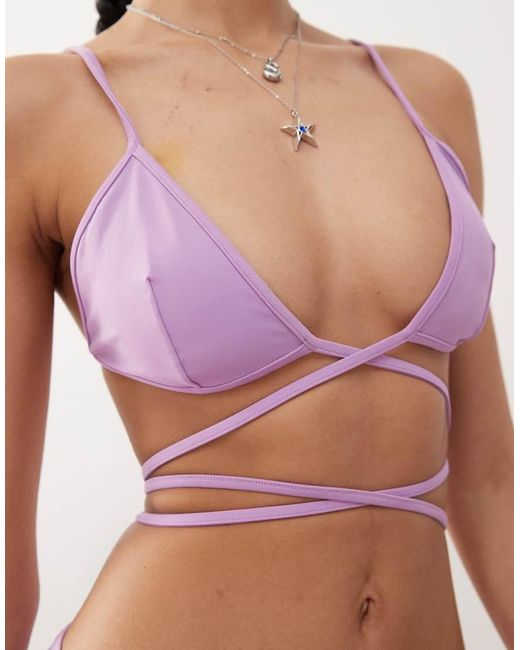 Top Bikini A Triangolo Avvolgente di Weekday in Purple