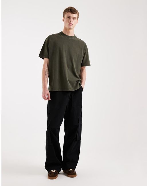 Brave Soul Green Oversized 240gsm Acid Wash T-shirt for men
