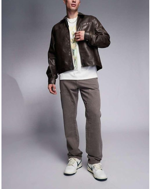 River Island Gray Relaxed Carpenter Jeans for men